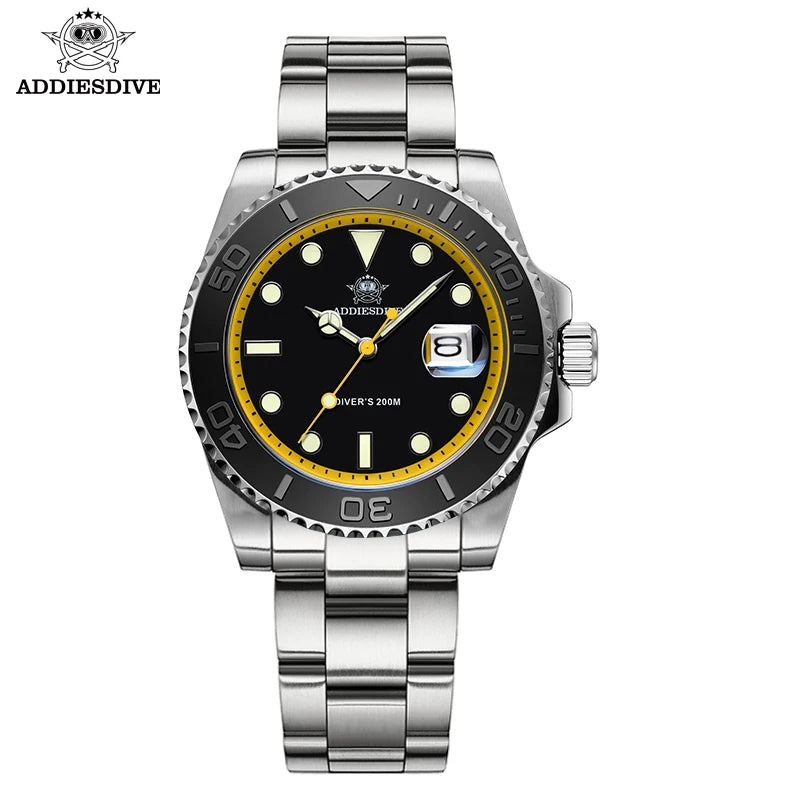 ADDIESDIVE 41mm Japan2115 Men's Quartz Watch 200m Waterproof Wristwatch BGW9 Luminous Ceramic Bezel 316 Steel Man Luxury Watches