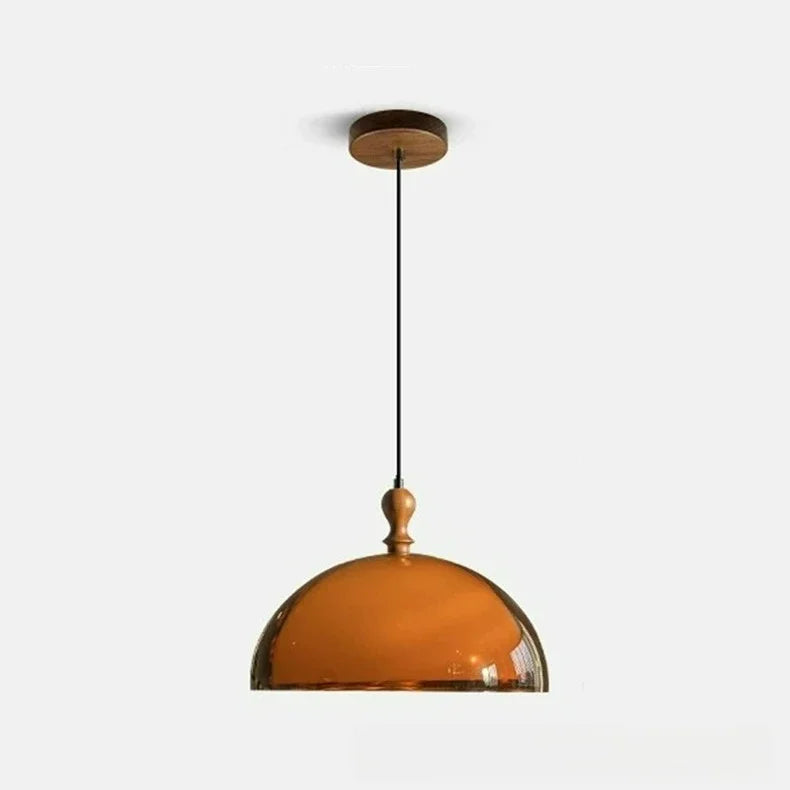 Retro Brown Acrylic Lampshade Pendant Light with Walnut Wood E27 Bulb Hanging Lamp for Dining Room Bar Adjustable Chandelier