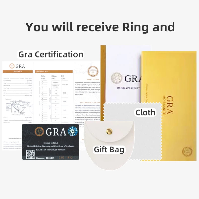 So-Bling 925 Sterling Silver Rings 5ct Moissanite Ring with Gra Certificate for Women's Elegant Fine Gift Party Jewelry