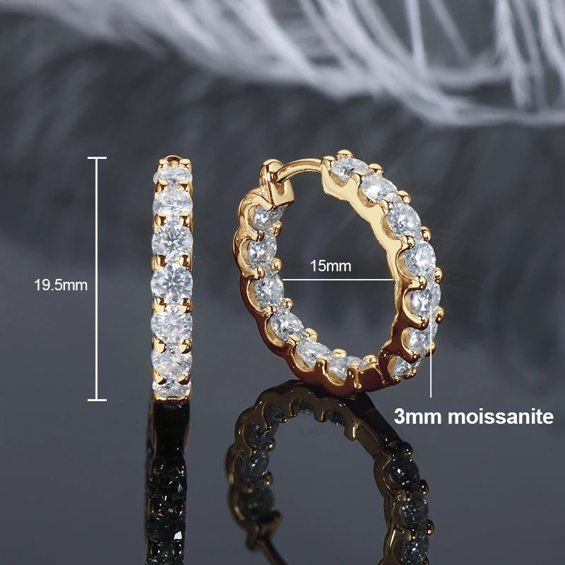 IOGOU Classic Earrings 925 Silver 4mm 3.5mm 2.5mm 3mm Moissanite Diamond Hoop Earrings for Women Wedding Engagement Party Jewel