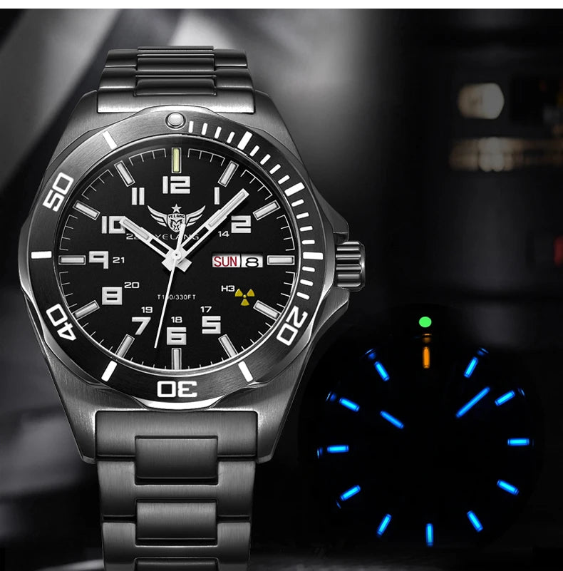 Yelang V1019 Brand 44MM Men Watch NH36 100M PROFESSIONAL WATERPROOF Deep Diving Mechanical Automatic Watch Sapphire Lens Reloj