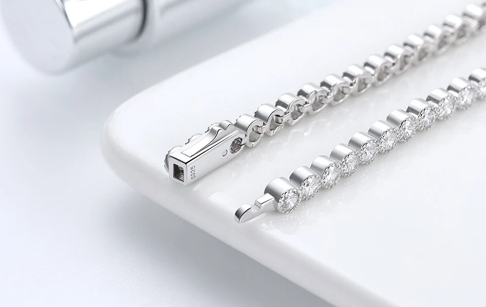 Rinntin Genuine 925 Sterling Silver Tennis Chain Bracelet Handmade High-end Luxury Hand Chain for Men Women Jewelry Gift SB128