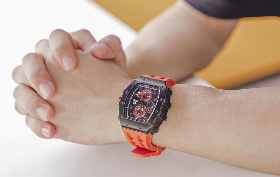 TSAR BOMBA New TB8204 Watch for Men Japan Quartz Chronograph 50M Waterproof Wristwatch Fashion Sport Clock Male Luxury Mens Gift