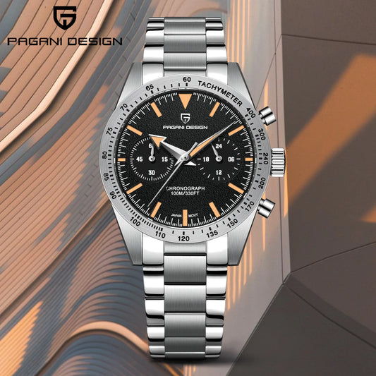 PAGANI DESIGN 2025 New Men's Watches Moon Quartz Watch Men Luxury Sport Waterproof Chronograph AR Sapphire Mirror Luminous Clock