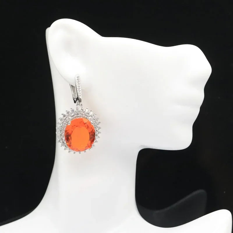 15g Customized 925 SOLID STERLING SILVER Earrings Sapphire Morganite Orange Spessartine London Blue Smoky Topaz Aquamarine CZ