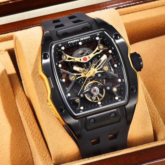2025 New PAGANI DESIGN 42MM Tonneau Men Mechanical Watch Luxury Sapphire Glass Automatic Watch 50M Waterproof Skeleton Watch Men