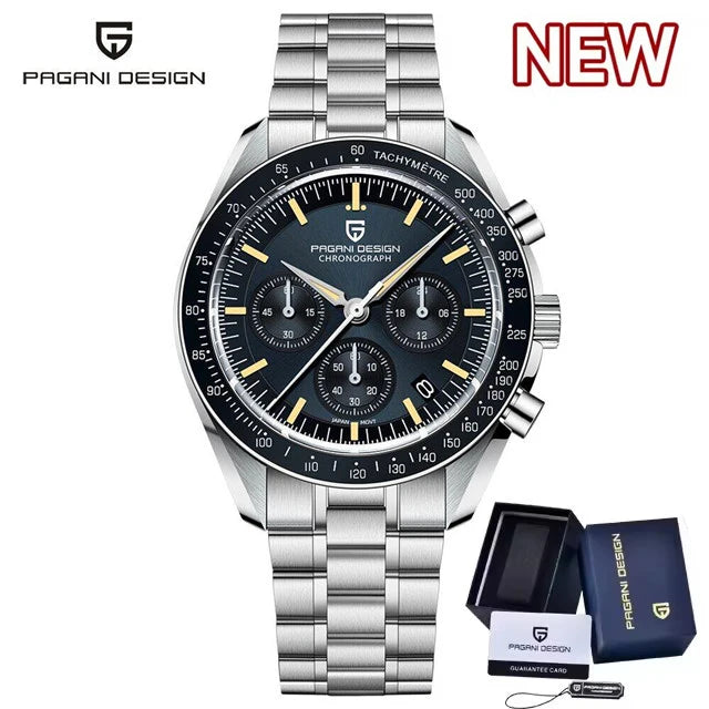 PAGANI DESIGN 2025 New Men's Watches Top Brand Luxury Quartz Watch For Men Date Speed Chronograph VK63 Stainless steel PD-1701