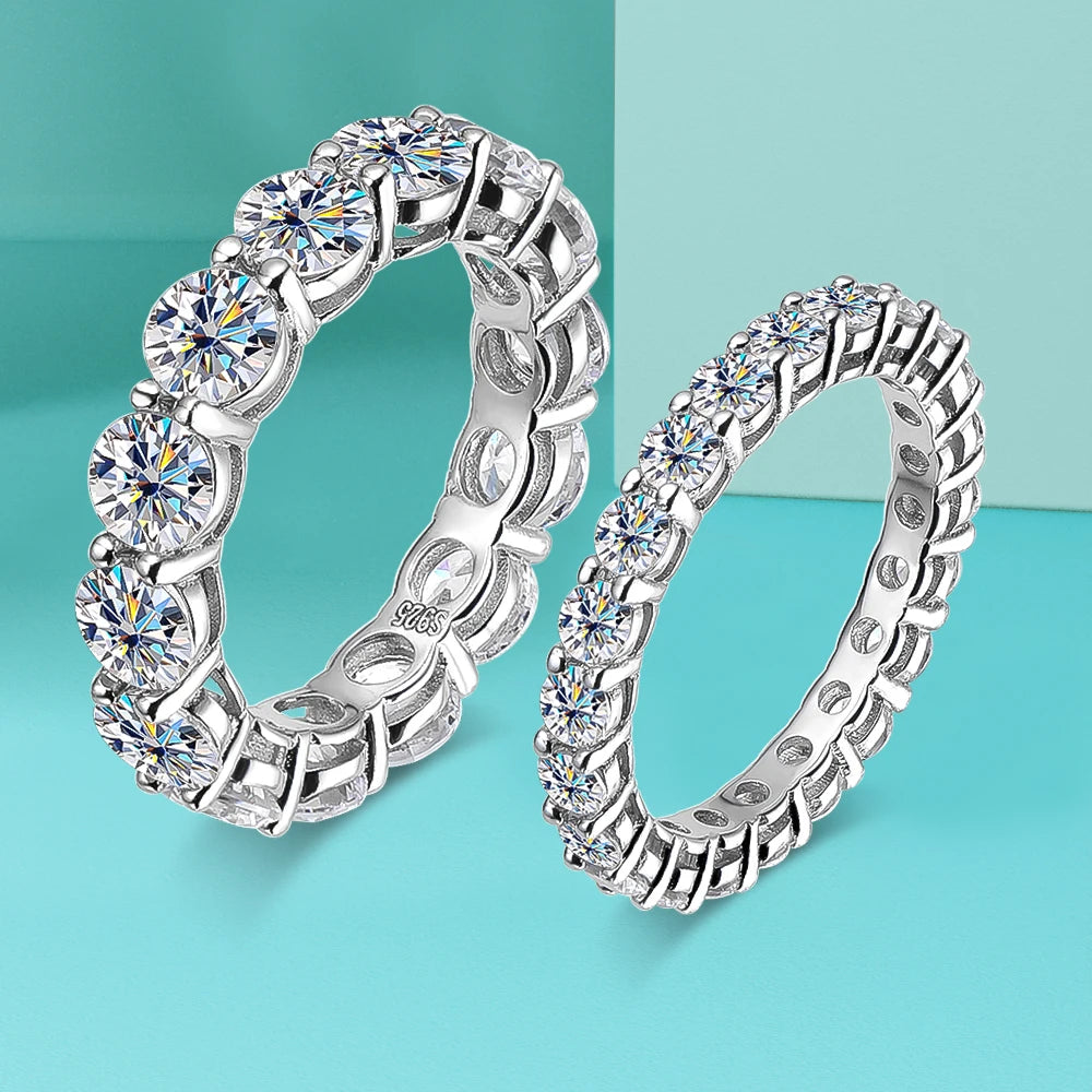 3mm 5mm D Color Moissanite Full Eternity Ring Engagement Wedding Band with GRA 925 Sterling Silver Rings for Women Fine Jewelry