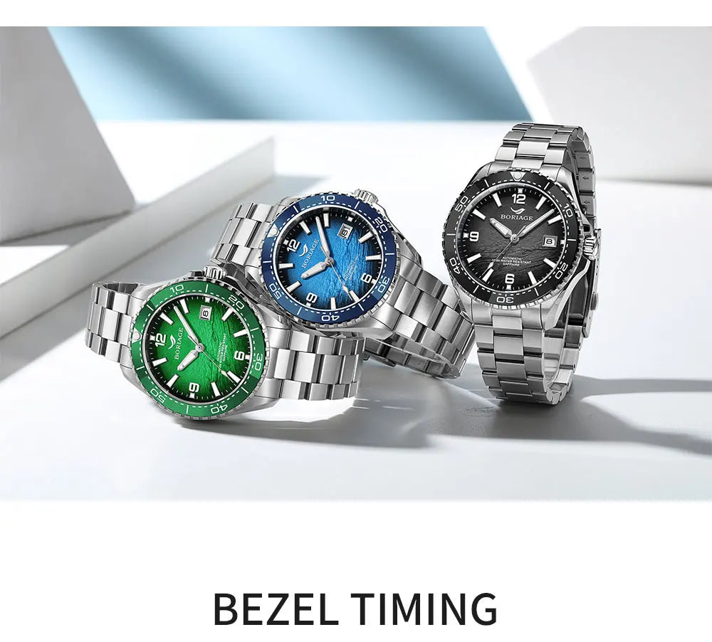 BORIAGE NH35 Automatic Mechanical Watches Luxury Men's Watch Stainless Steel Water resista 100m Dive Watches Luminous Wristwatch