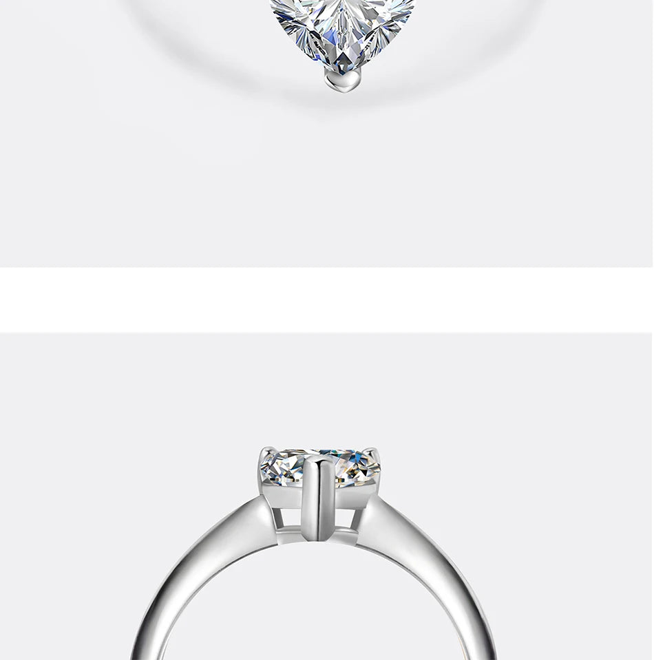 PERFANY 0.5/1/2CT Heart-Shaped Cut Moissanite Women's Ring S925 Pure Silver Laboratory Certified Diamond Wedding Luxury Jewelry