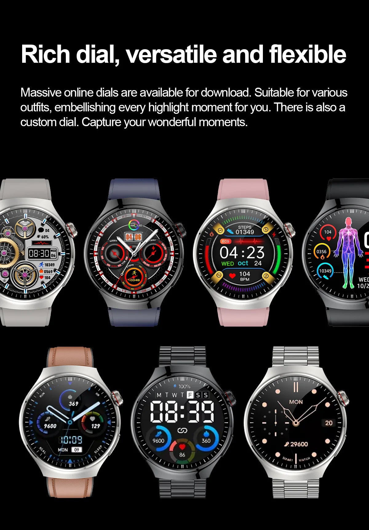 2025 New Nursing Grade Smart Watch Blood oxygen Blood Lipid Uric Acid ECG+PPG Body Temperature Bluetooth Call Health Smartwatch