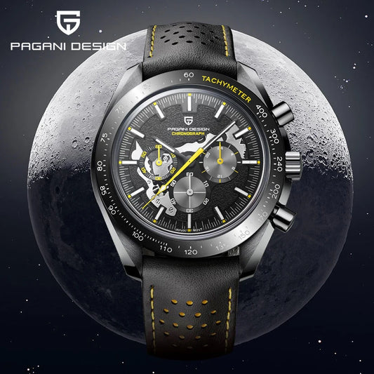 PAGANI DESIGN 2024 New Moon Dark Men's Watches Luxury Quartz Watch Men Skeleton Sport Chronograph AR Sapphire glass Wrist Watch