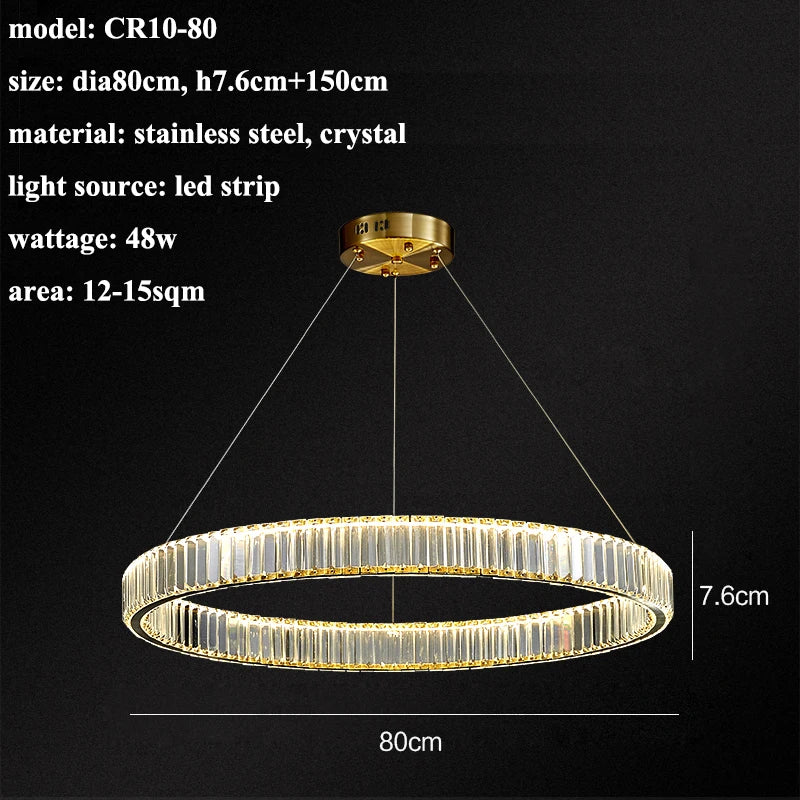 Modern Living Room Crystal Chandelier Led Remote Control Dimmable Led Pendant Lights Luxury Steel Adjust Hanging Lamp Fixture