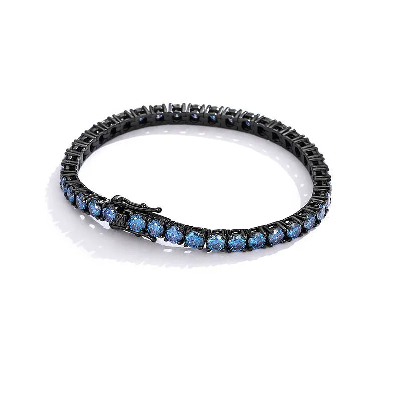 Royal blue Moissanite Bracelets for Women Hip hop Original 925 Sterling Silver Jewelry Women's man's Moissanite Tennis Chain