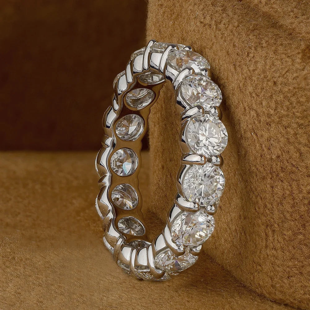 FEOBUR 2/3/4/5mm Moissanite Eternity Ring 18k White Gold Plated S925 Silver Diamond Engagement Rings for Women Men Wedding Band