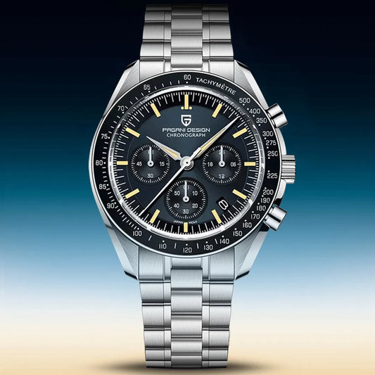 PAGANI DESIGN New Luxury Moon Quartz Watches For Men Stainless steel Luminous waterproof Sports Chronograph Man 2025 Retro Watch