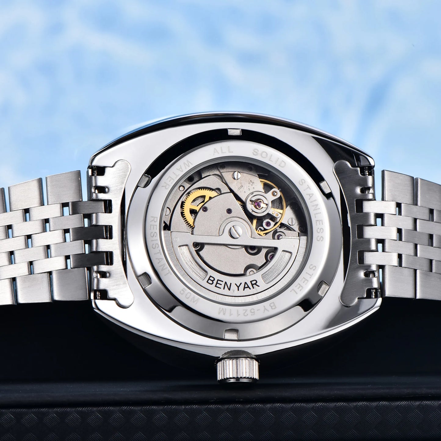 New BENYAR 42MM Tuna Men Mechanical Watch Luxury Stainless Steel Automatic Watch 50M Diving Luminous Watch for Men reloj hombre