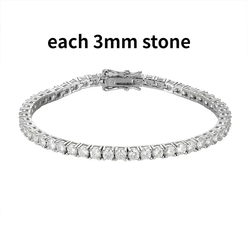 Smyoue 2-6.5mm Real Moissanite Tennis Bracelet for Women Christmas Gift Platinum Plated 100% 925 Sterling Silver Wedding Jewelry