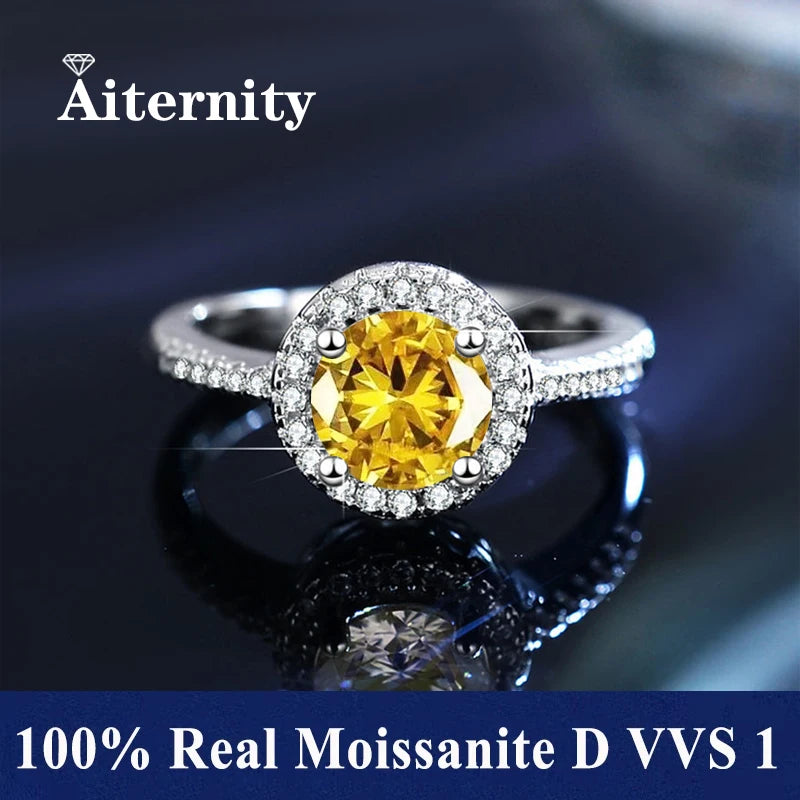 100% Real Moissanite Ring Adjustable Size S925 Sliver D VVS1 Pass Diamond Test Pen GRA Certificate 18K Plating Rings for Women