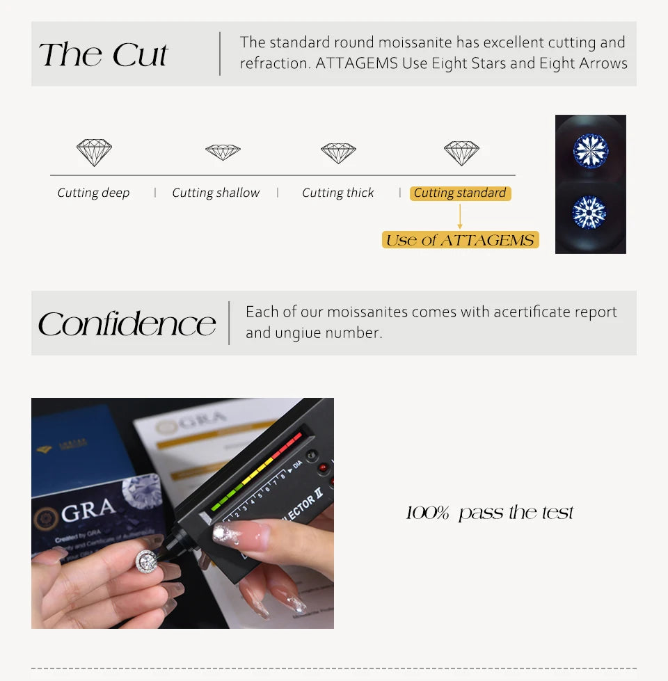 ATTAGEMS Blue Moissanite Women Rings Oval Cut 1.0CT Real S925 Sterling Silver Jewelry For Wedding Engagement Ring With Certified