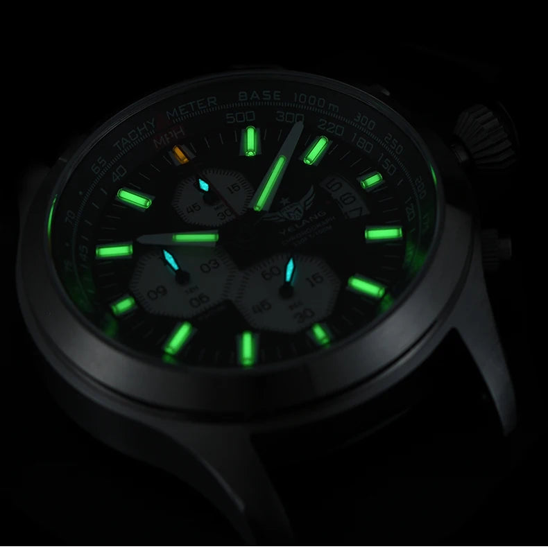 Yelang V1029S Men's Quartz Watch Japan OS00 Movement Business Luminous Stainless Steel 10Bar Waterproof Sports Watches