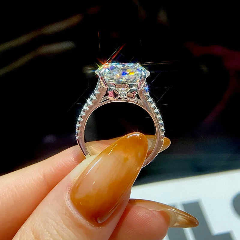 GRA Dazzling 10CT Real Moissanite Diamond Anniversary Rings For Women Original 925 Sterling Silver Best Quality Fine Jewelry