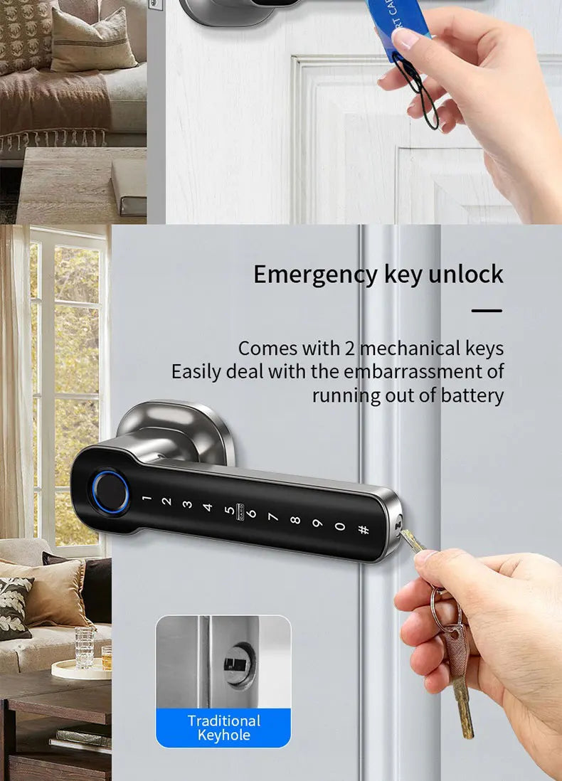 Smart Lock, Suitable for Use in Bedrooms, Garages, Hotels, and Living Rooms, Etc. - A Smart Fingerprint Password Lock