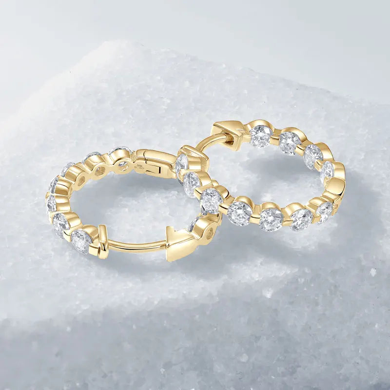 Anziw 2.2cttw. 3mm D Moissanite Hoop Earrings for Women Real 925 Silver Sparking Round Cut Lab Diamond Earrings 2025 New Jewelry