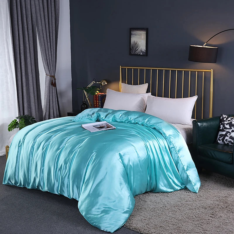 Luxury High Quality  Satin Duvet Cover Rayon Quilt Cover High Density Fabric Duvet Cover  Supple High waterfall