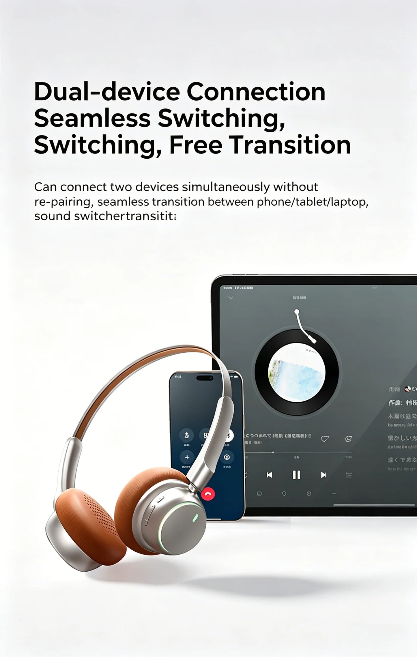 High-Quality Wireless Bluetooth-compatible Headphones, Smart Noise Cancelling, Universal Music Earbuds, V6.0 Headset Earphones