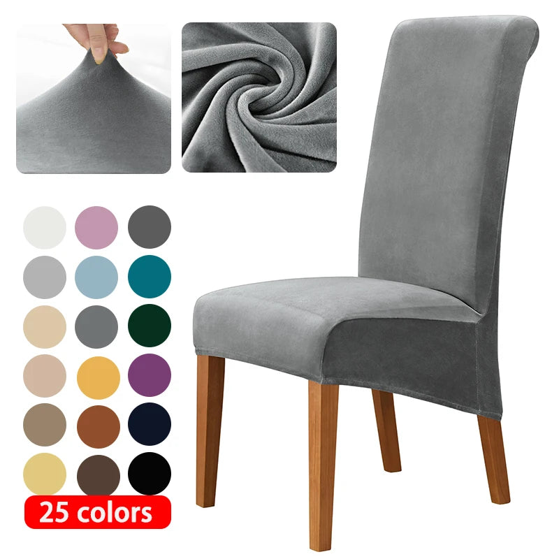 1/2/4/6 Pieces Real Velvet Fabric XL Size Chair Cover Big Size Long Back Europe Style Seat Chair Covers For Restaurant Hotel