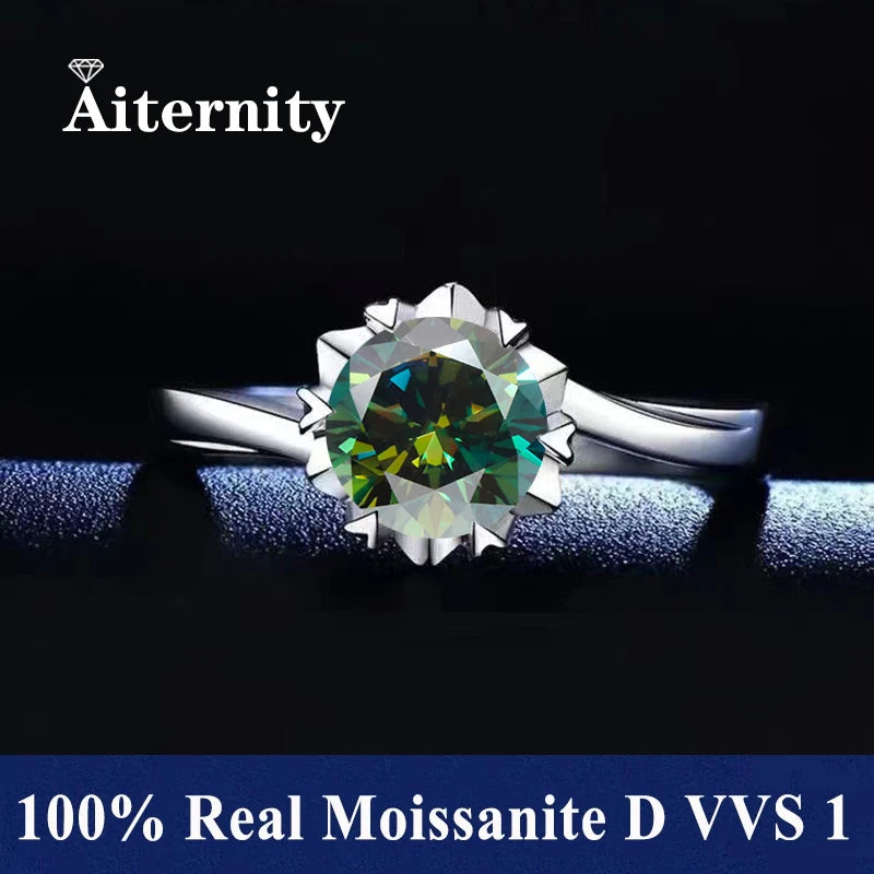 100% Real Moissanite Ring Adjustable Size S925 Sliver D VVS1 Pass Diamond Test Pen GRA Certificate 18K Plating Rings for Women
