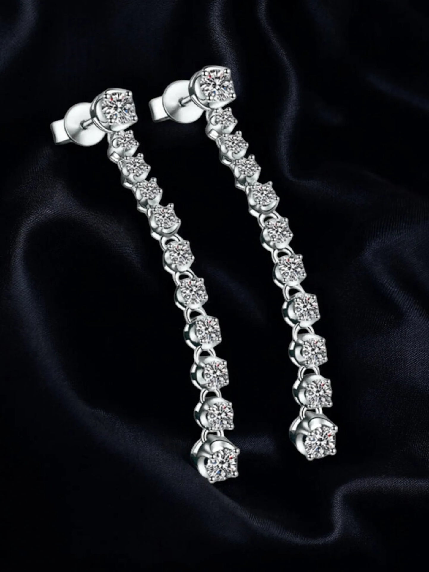 Moissanite 925 Sterling Silver Earrings Fringed Long Row Earrings Engagement Fine Jewelry Light Luxury and High-end Design