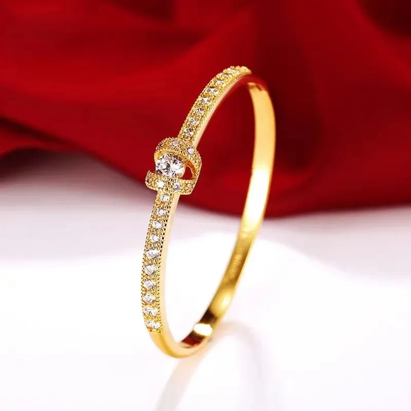 9999 24K real gold inlaid irregular personalized buckle bracelet bracelet for women's temperament jewelry