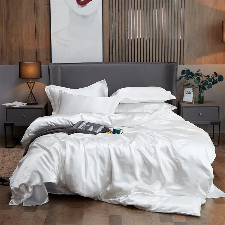Luxury Rayon Bedding Set Solid Color Luxury Bedding Kit Satin Duvet Cover Set Bed Set pour lit Double,Queen,King,2pcs/3pcs/4pcs