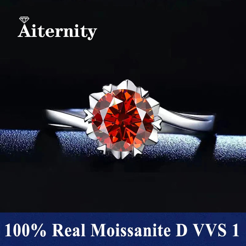 100% Real Moissanite Ring Adjustable Size S925 Sliver D VVS1 Pass Diamond Test Pen GRA Certificate 18K Plating Rings for Women