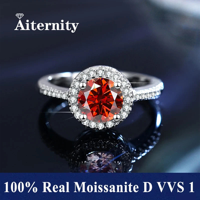 100% Real Moissanite Ring Adjustable Size S925 Sliver D VVS1 Pass Diamond Test Pen GRA Certificate 18K Plating Rings for Women