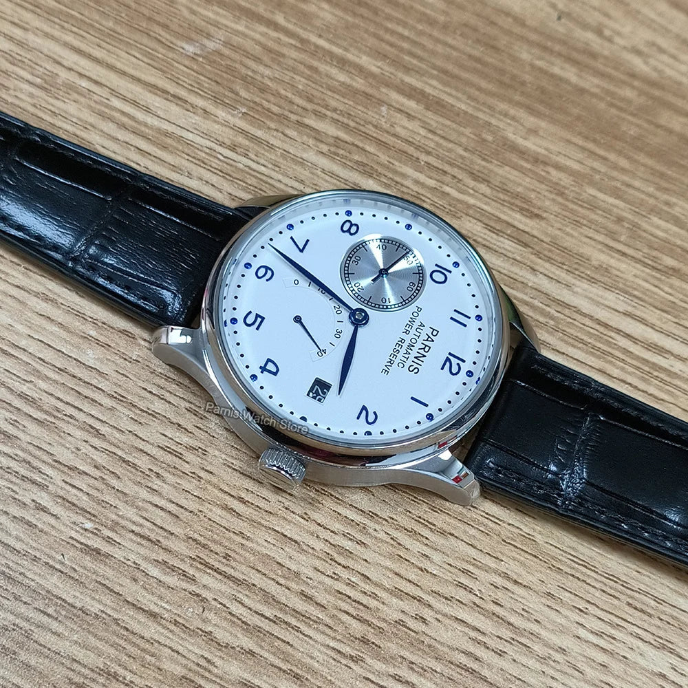 Parnis Power Reserve Automatic 43mm  Movement Men's Mechanical Watch Small Second