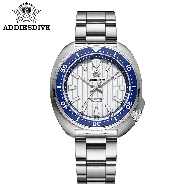 ADDIESDIVE Men's Watch Stainless Steel Sapphire Crystal Quartz Watch Men's Luminous 200M Waterproof Gift Men's Analog Watch