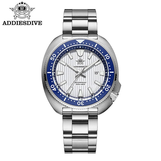 ADDIESDIVE Men's Watch Stainless Steel Sapphire Crystal Quartz Watch Men's Luminous 200M Waterproof Gift Men's Analog Watch