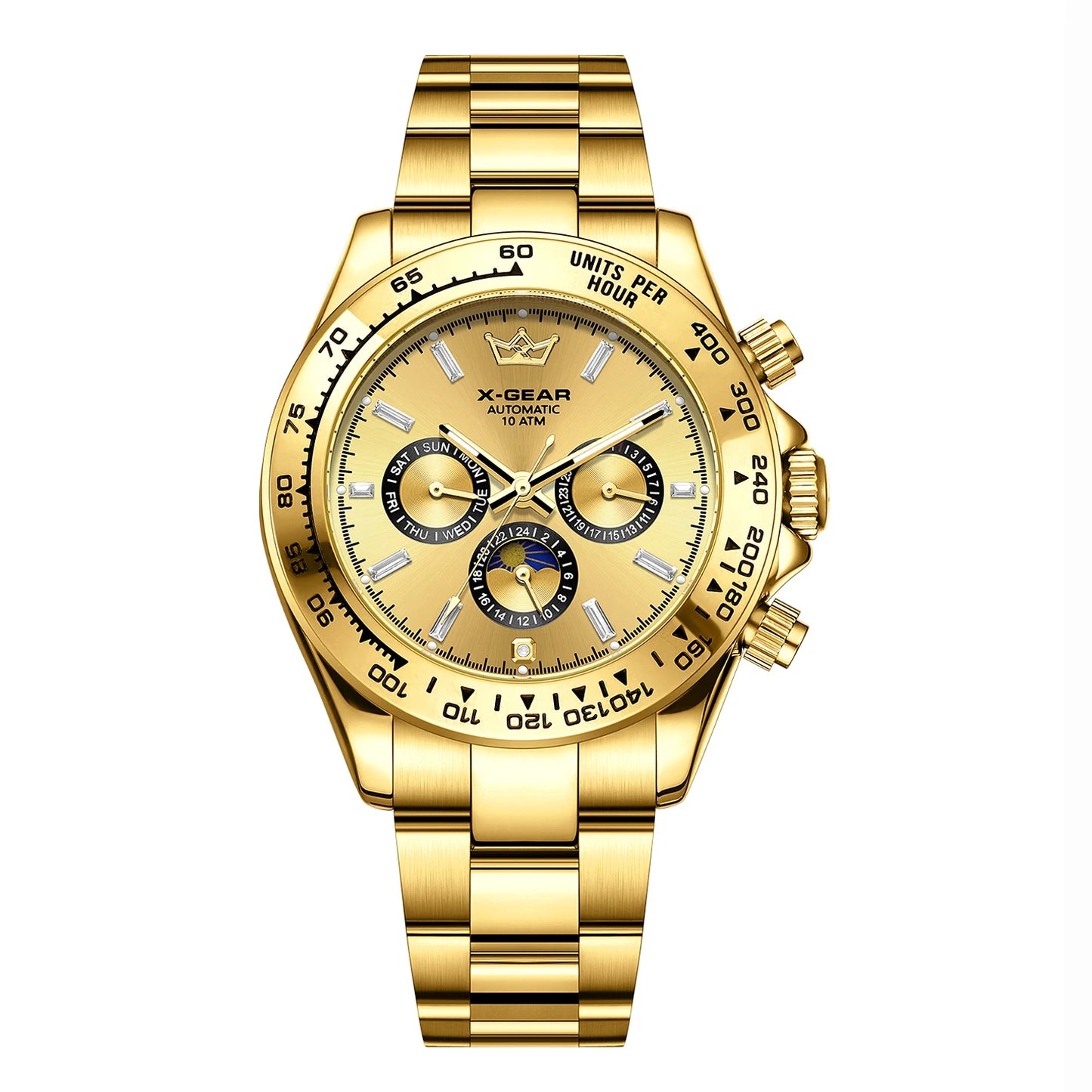 Montre mécanique automatique Panda Eye pour homme, lunette en céramique, trois cadrans, six aiguilles, étanche et lumineuse.