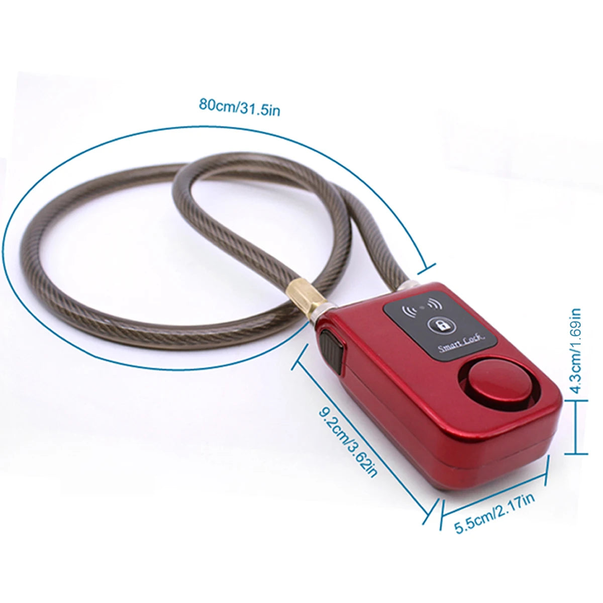 Smart Bike Lock with Wireless App Control Anti-Theft Alarm IP44 Waterproof Braided Steel Cable for Motorcycle Bicycle Scooter