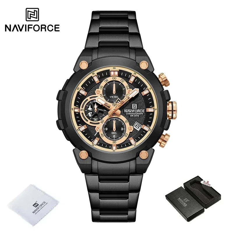 NAVIFORCF Mens Military Watches Luxury Wrist Watch Quartz Clock Watch Hot Fashion Men Waterproof Chronograph Relogio Masculino