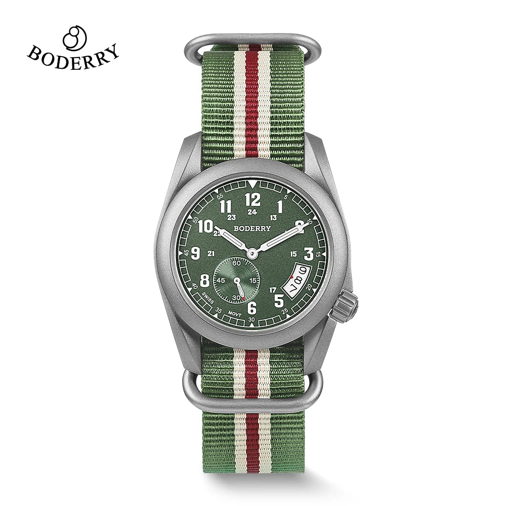 VOYAGER-Boderry Field Watch Titanium Quartz Watches 38 Mens 100M Waterproof Clock Military Sport Luminous Business Wristwatch