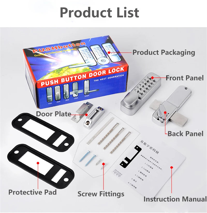 Sliding Gate Opener Digital Lock Door keyless Keypad Code Password Iron Door Waterproof Door Lock Push button Combination Lock
