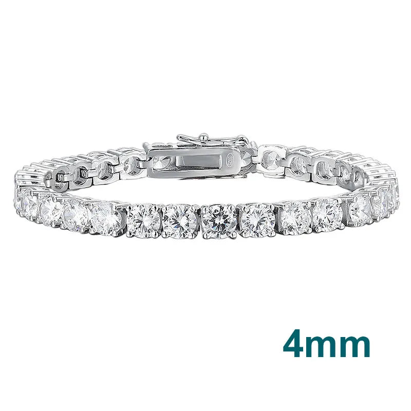 NeeTim 3mm 4mm Moissanite Tennis Bracelets 925 Sterling Silver Full Diamond with Gold Plated Bracelet Fine Jewelry for Women Men