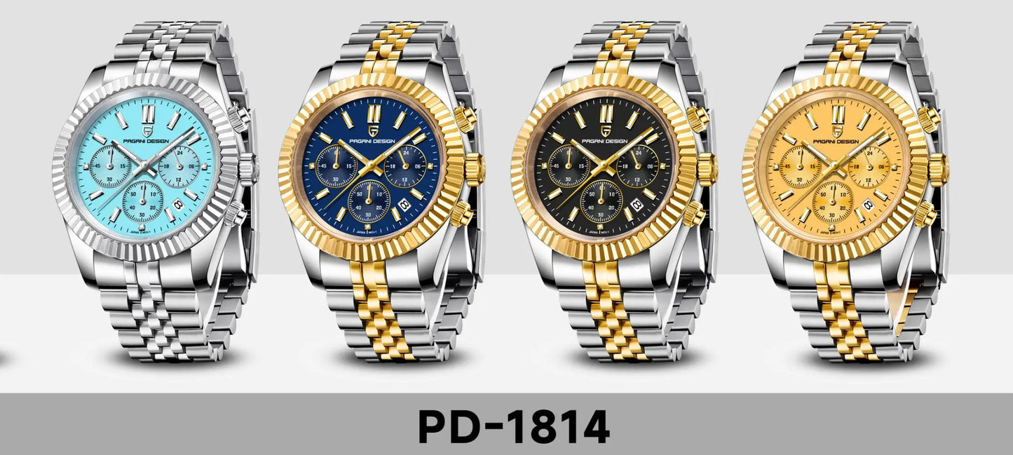 PAGANI DESIGN 2025 New PD1814 quartz watch VD53 thick 12mm stainless steel C3 sapphire watches for man pagani design watches