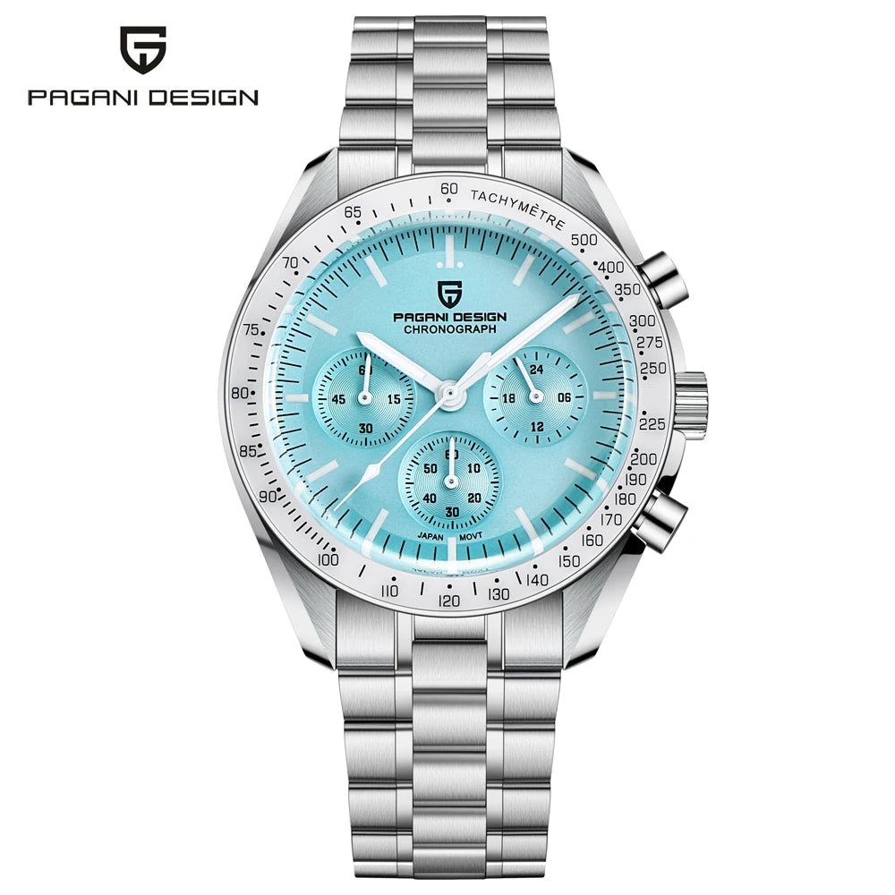 PAGANI DESIGN New Luxury Moon Quartz Watches For Men Stainless steel Luminous waterproof Sports Chronograph Man 2025 Retro Watch