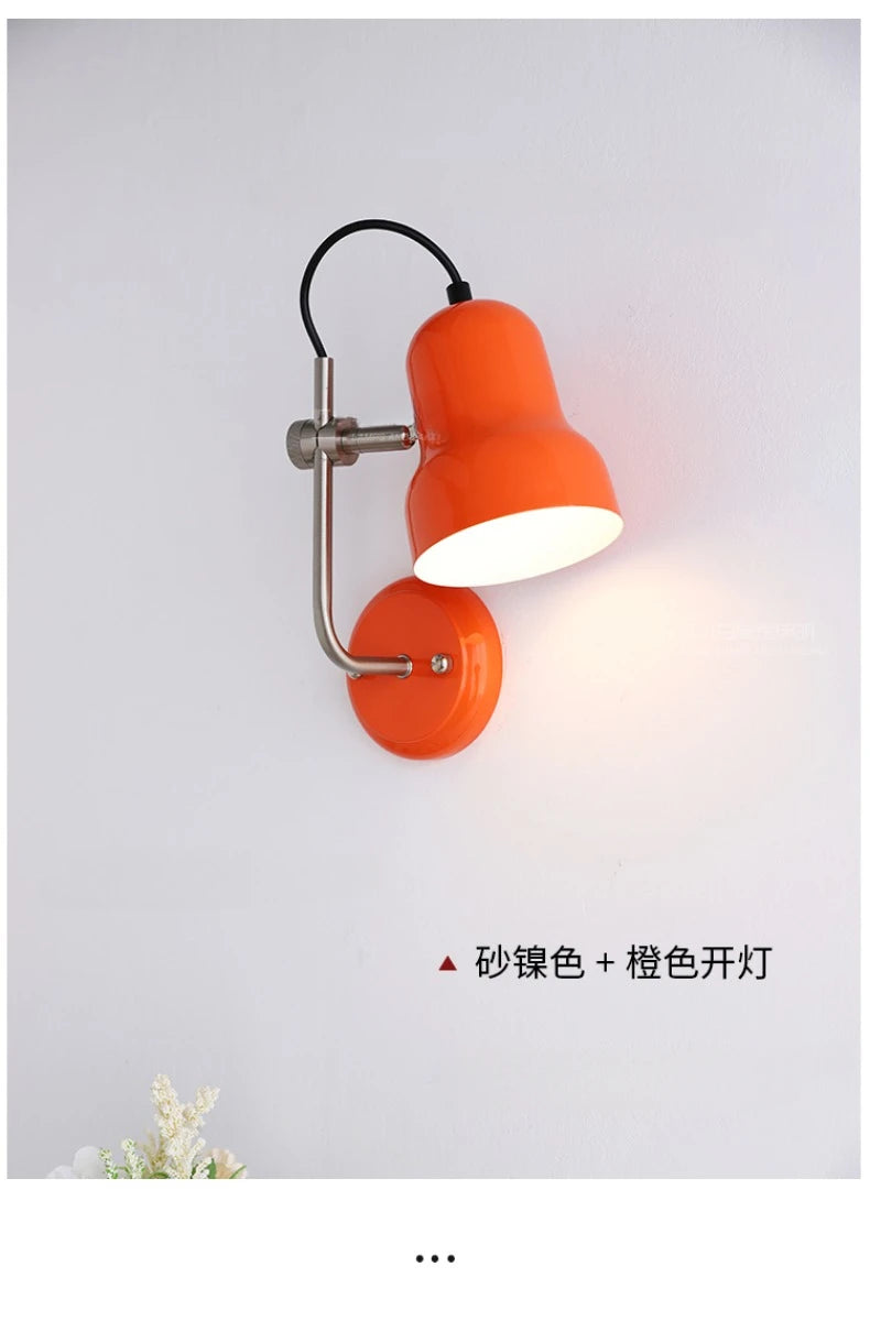 Bauhaus Vintge Medieval Red/Orange Wall Lamp LED E27 Iron Art Atmosphere Adjustable Wall Mounted Bedroom Bedside Study Reading