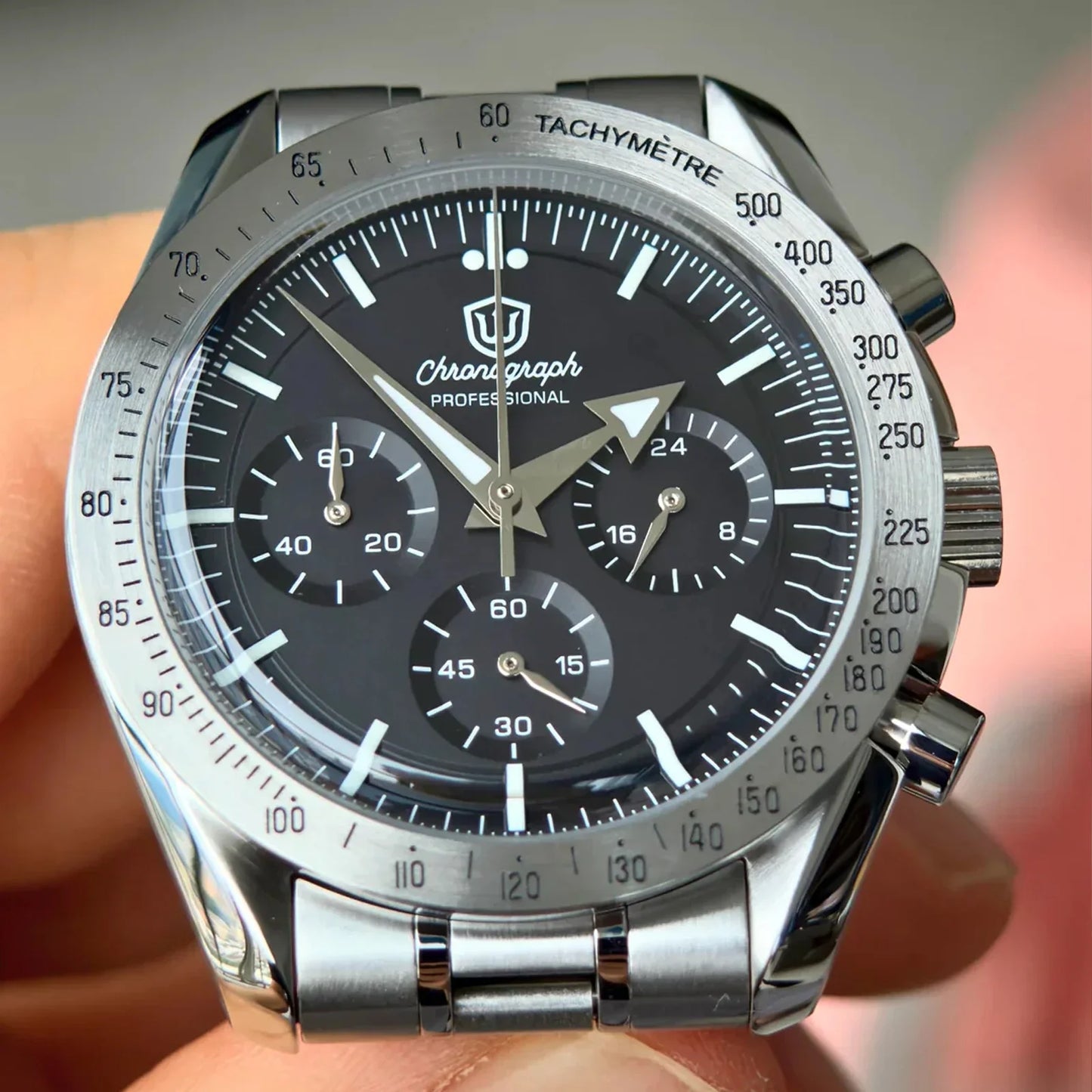 Watchdives New WD1863 Watch VK63 Chronograph Movement Aluminum Bezel BGW9 Luminous Bubble Sapphire Crystal 39mm Vintage Watches